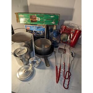 Vintage Camping Gear Aluminum Cookware Lantern Coleman Tableware Utensils New